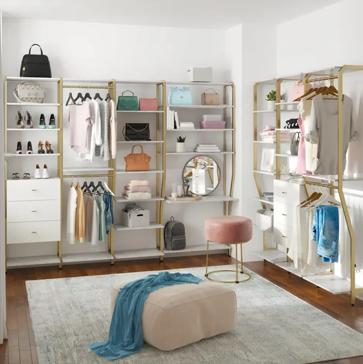 Gwyneth Closet System Vanity with 5 Shelves