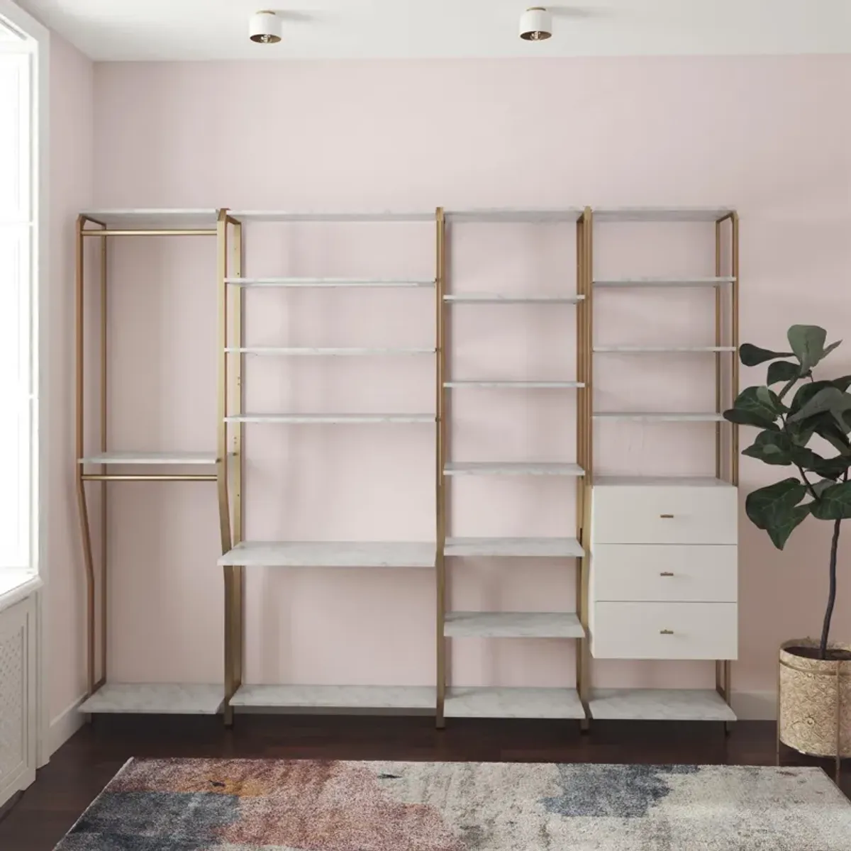 Gwyneth Closet System Vanity with 5 Shelves