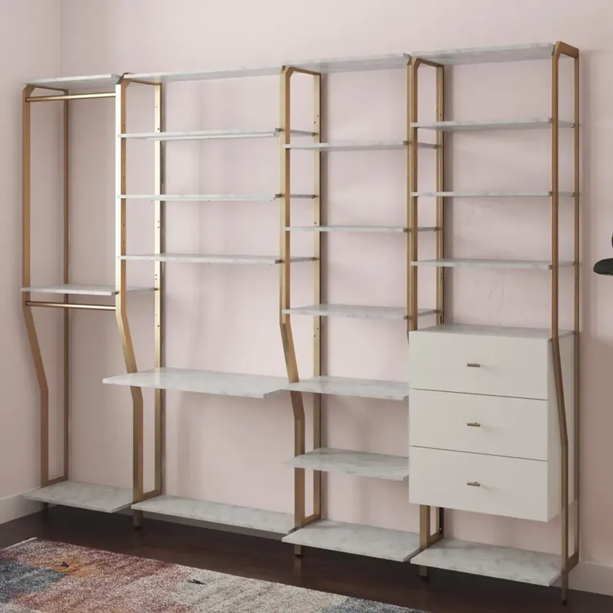 Gwyneth Closet System Vanity with 5 Shelves