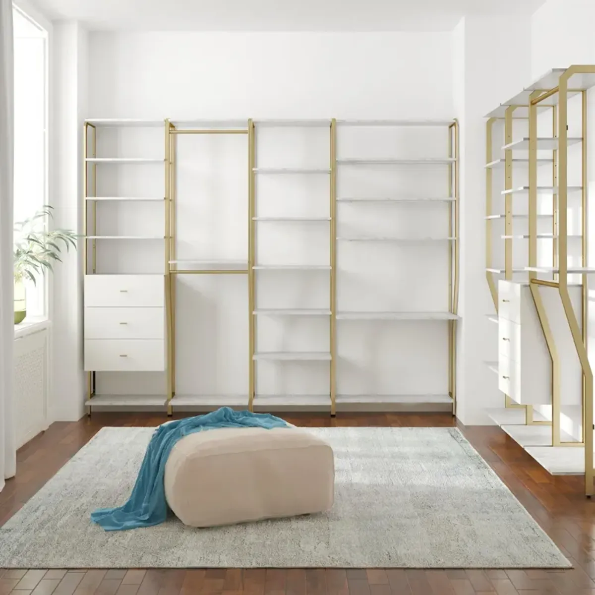 Gwyneth Closet System with 5 Shelves and 3 Drawers