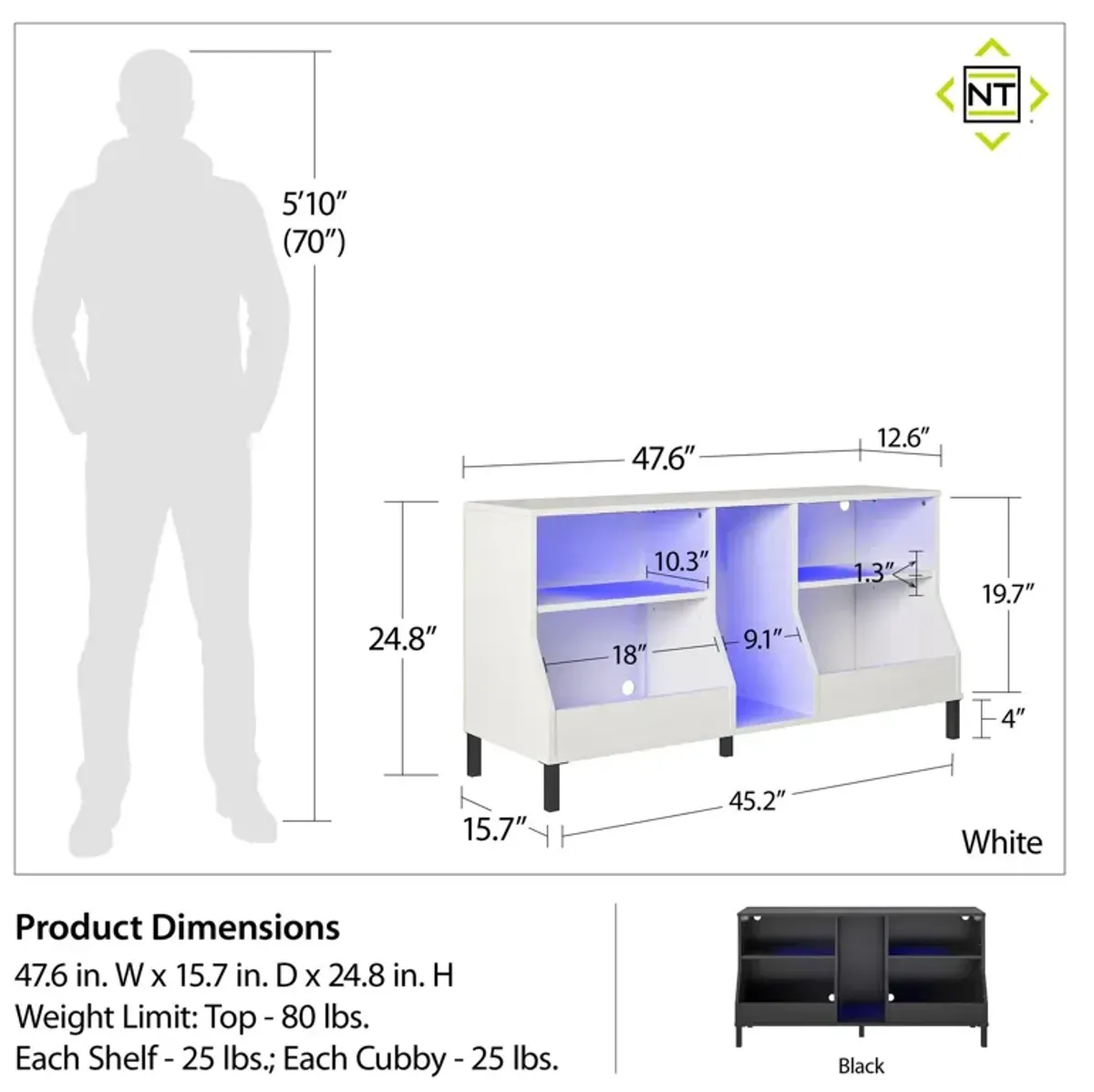 Falcon Youth Gaming TV Stand with ARGB LED Lights