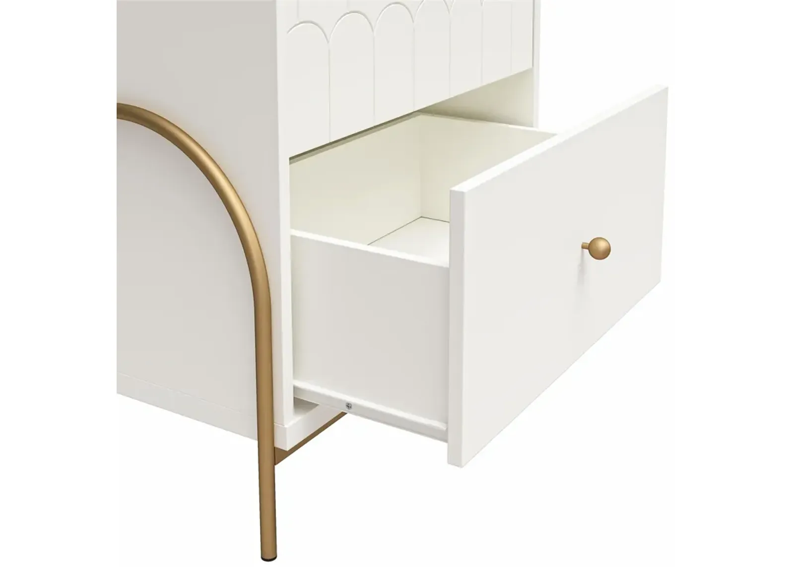 Anastasia Nightstand with 2 Drawers, Scalloped Details and Gold Accents