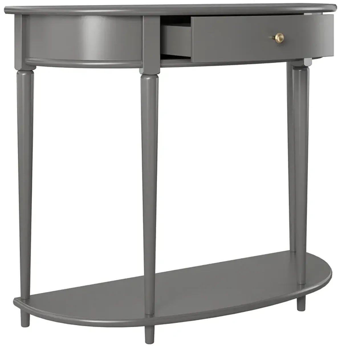 Aurora Half-Moon Console Table with 1 Drawer and Bottom Shelf