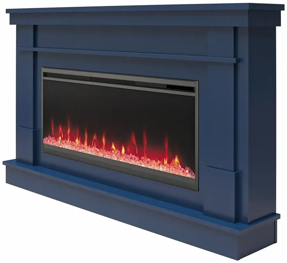 Waverly Wide Mantel with Linear Electric Fireplace & Crystal Ember Bed