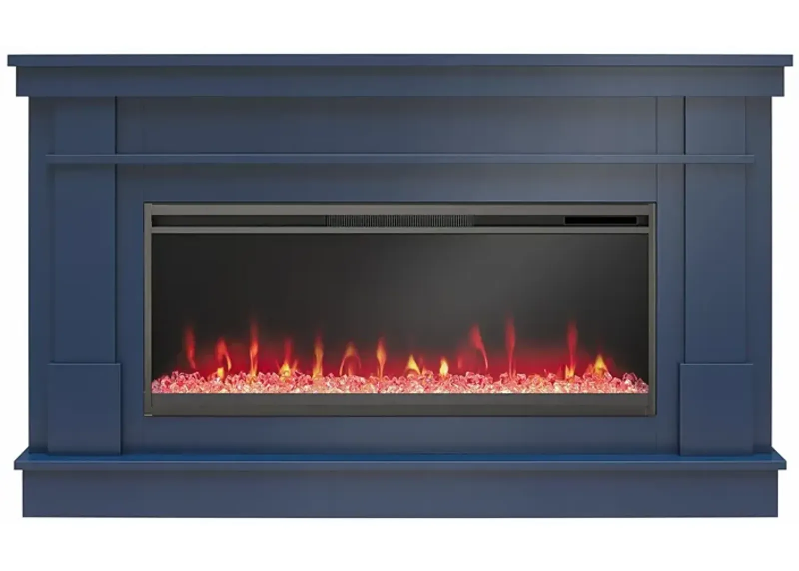 Waverly Wide Mantel with Linear Electric Fireplace & Crystal Ember Bed