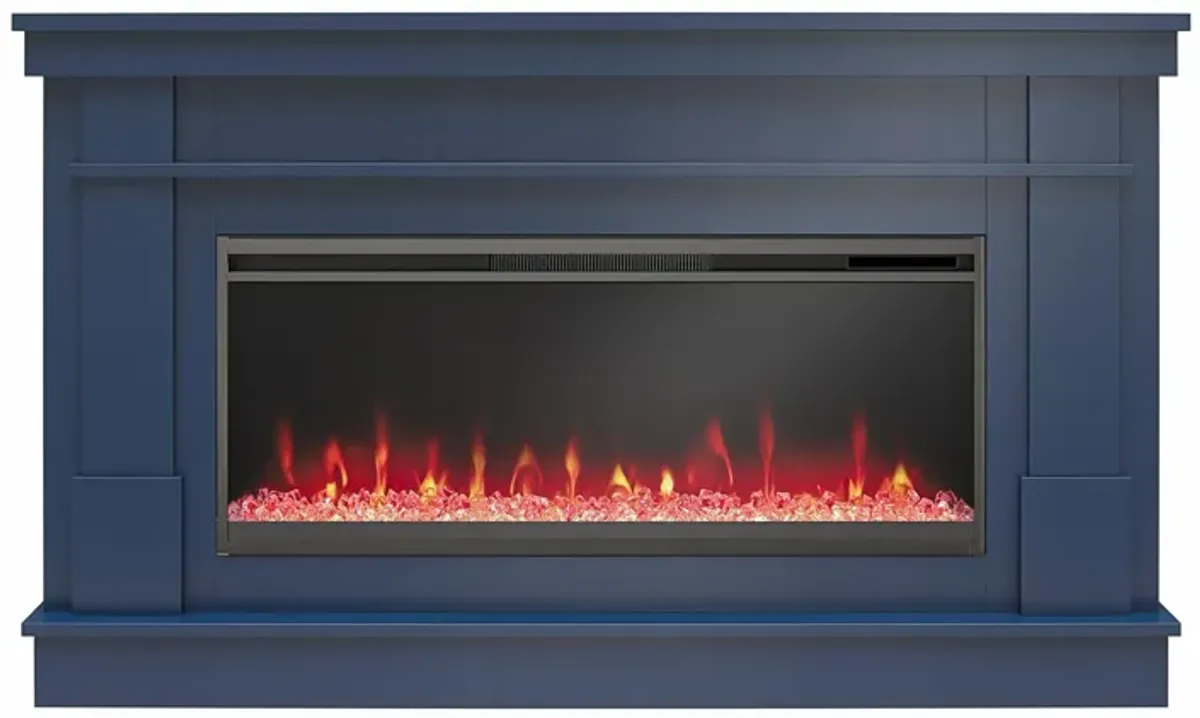 Waverly Wide Mantel with Linear Electric Fireplace & Crystal Ember Bed