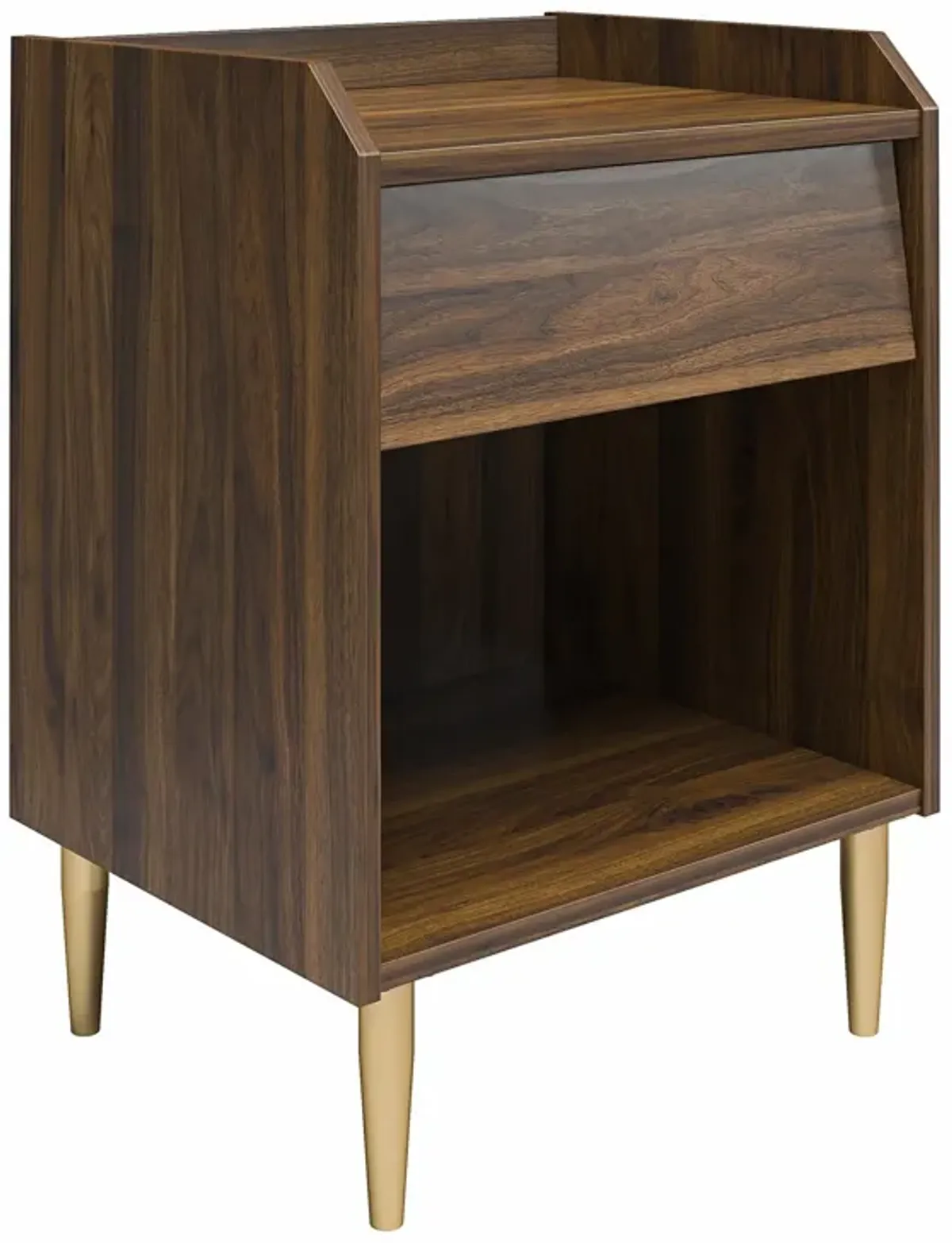 Remy Nightstand with 1 Drawer and Tapered Brassy Gold Legs