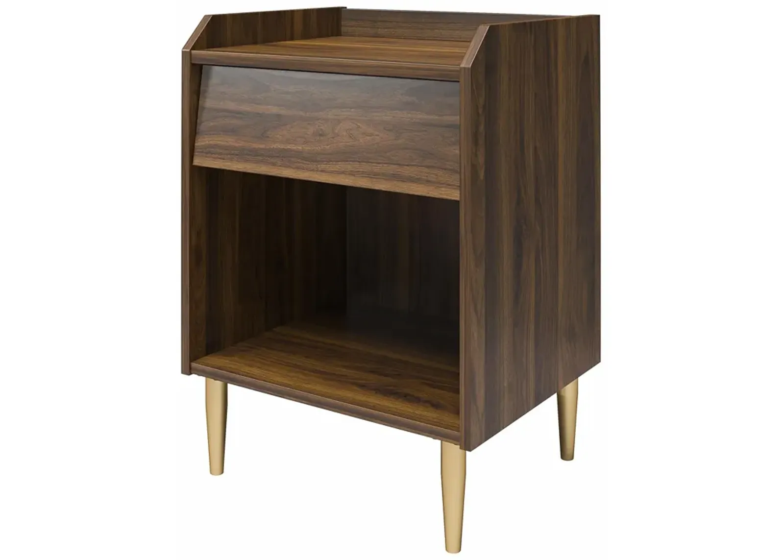 Remy Nightstand with 1 Drawer and Tapered Brassy Gold Legs