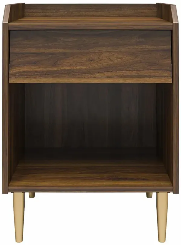 Remy Nightstand with 1 Drawer and Tapered Brassy Gold Legs