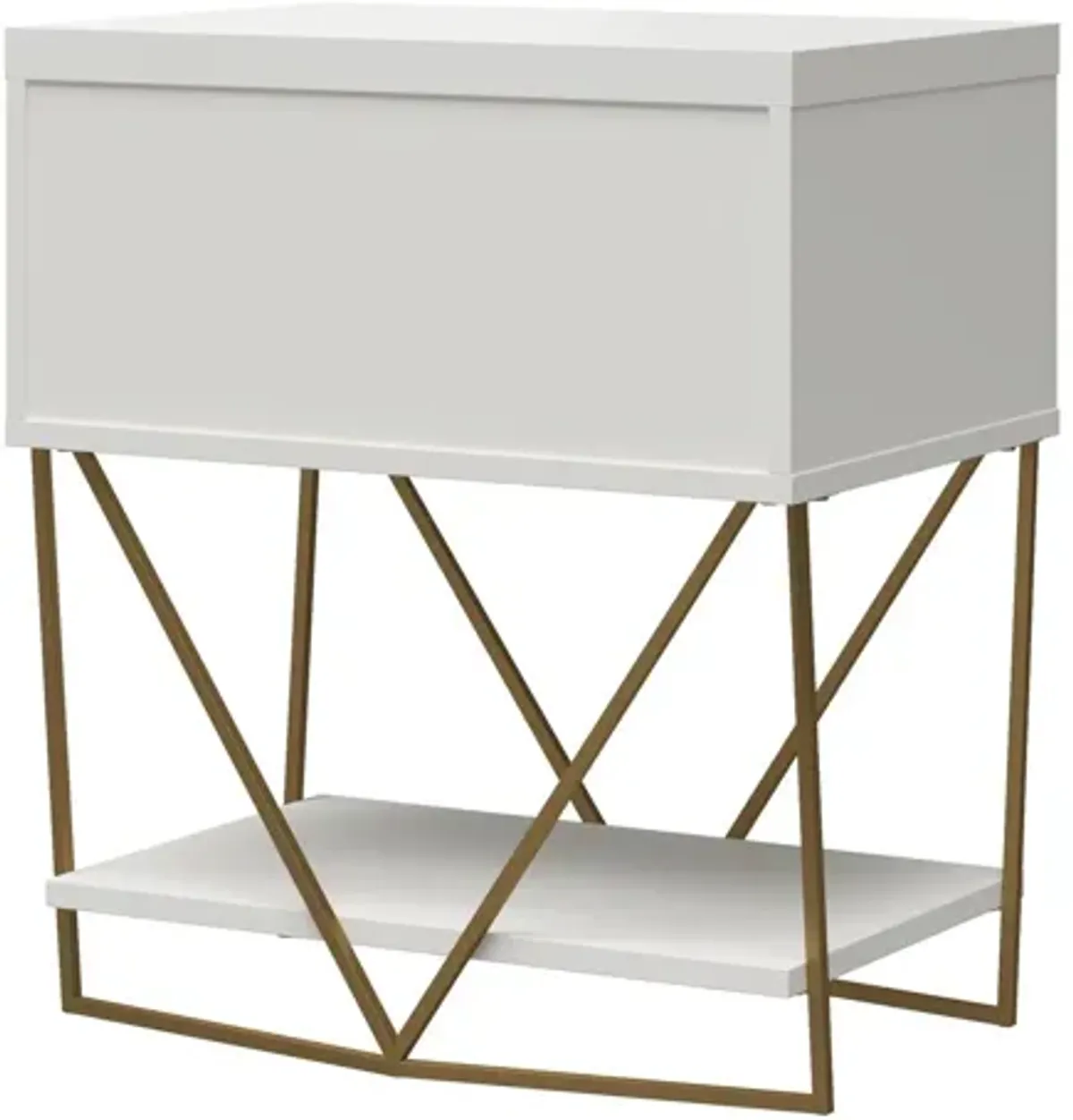 Blair Art Deco Accent Table with 1 Drawer and Gold Metal Base