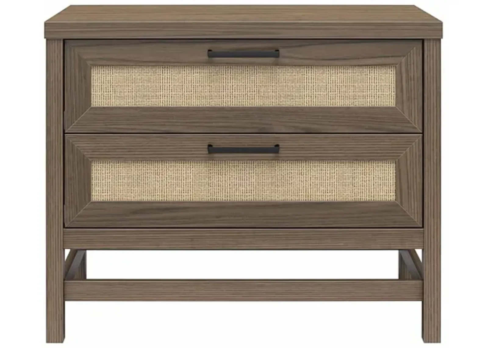 Lennon 2 Drawer Wide Nightstand with Faux Rattan