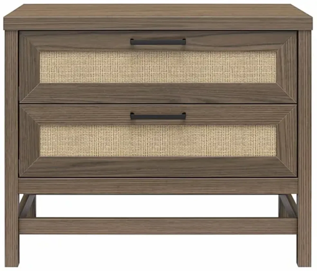 Lennon 2 Drawer Wide Nightstand with Faux Rattan