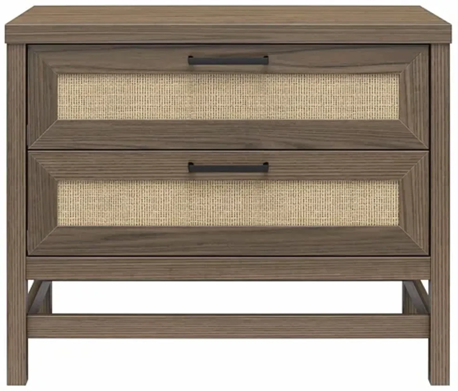 Lennon 2 Drawer Wide Nightstand with Faux Rattan