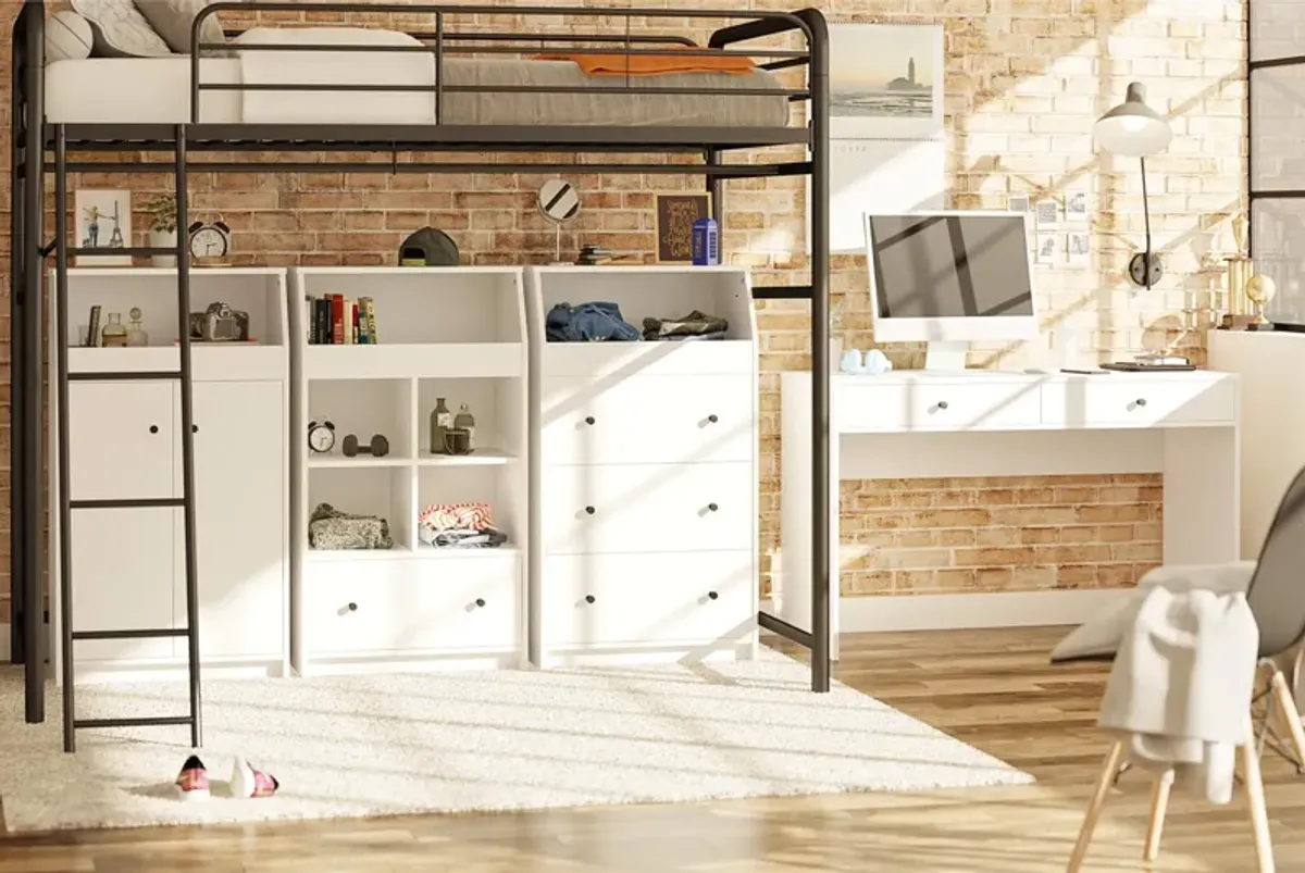 The Loft 2 Door Storage Tower with a Large Open Cubby and 2 Shelves