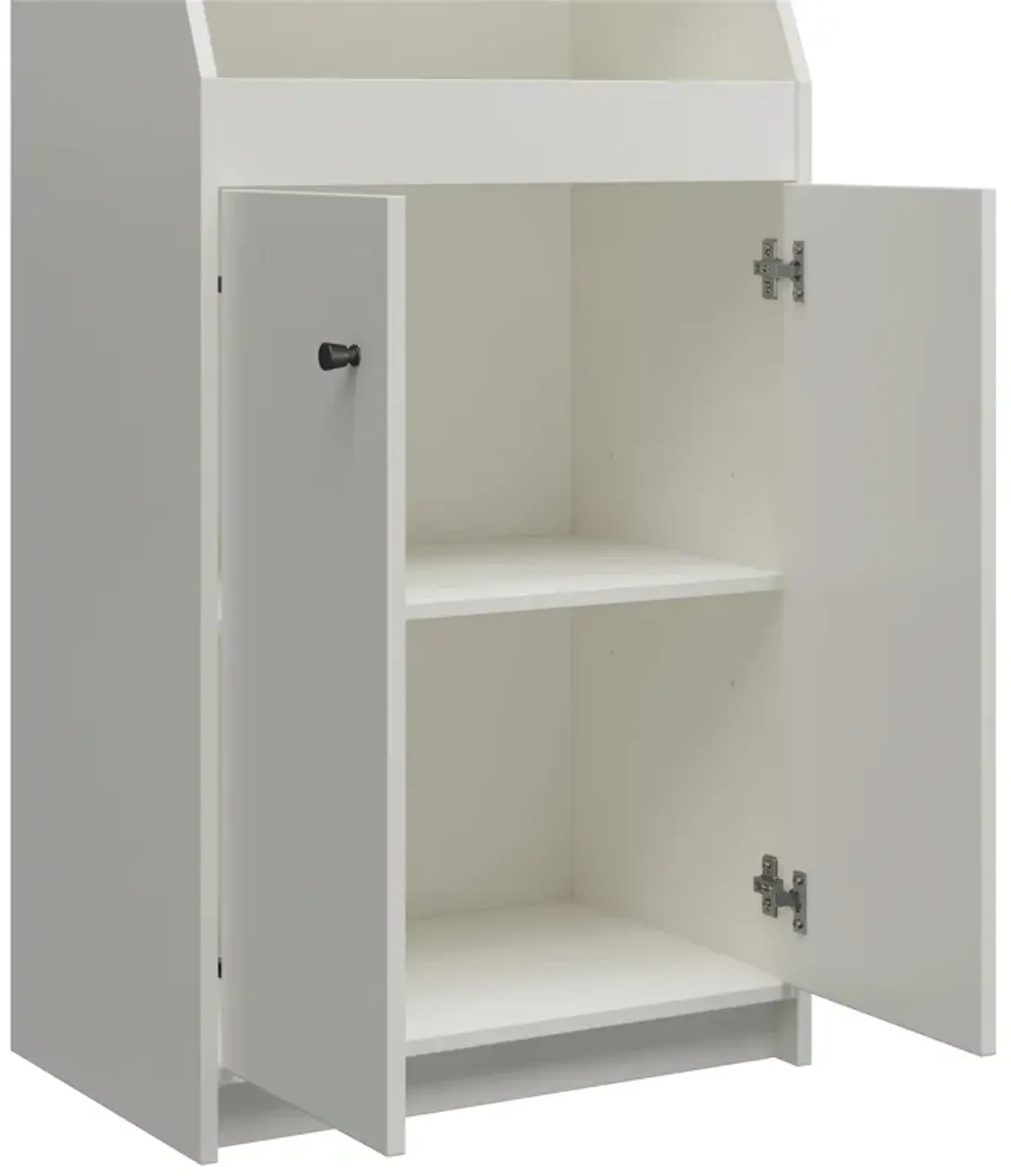 The Loft 2 Door Storage Tower with a Large Open Cubby and 2 Shelves