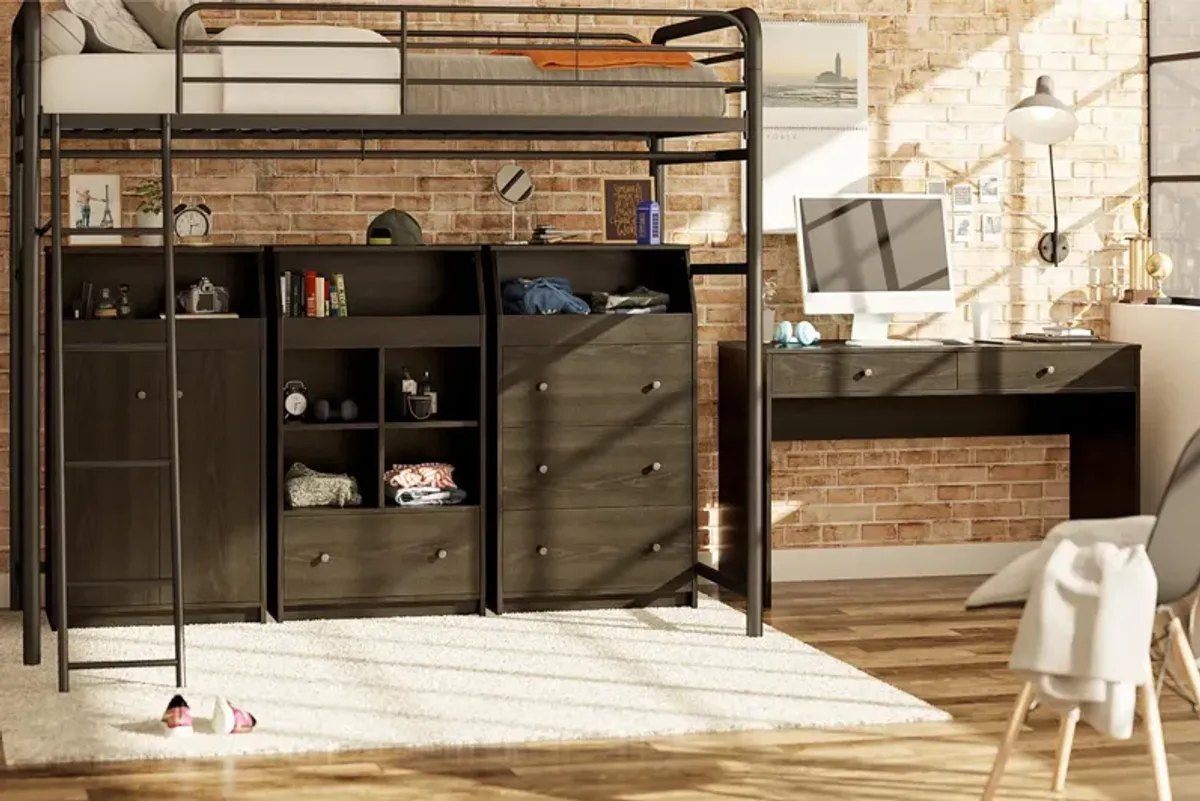 The Loft 2 Door Storage Tower with a Large Open Cubby and 2 Shelves