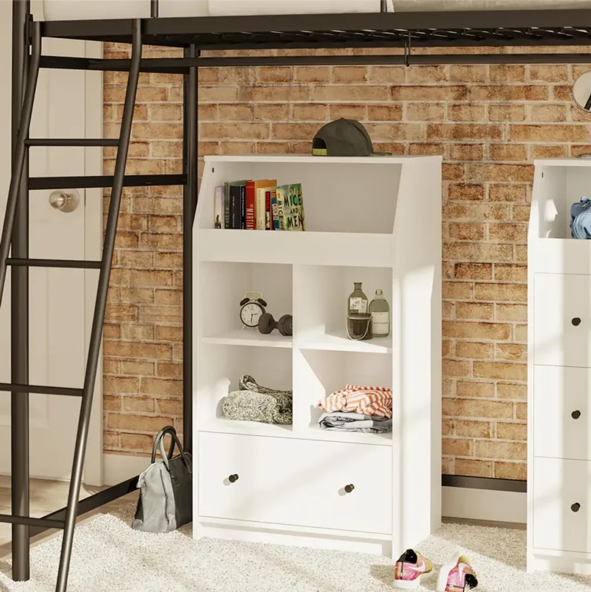 The Loft Storage Tower with 5 Open Shelves and 1 Drawer