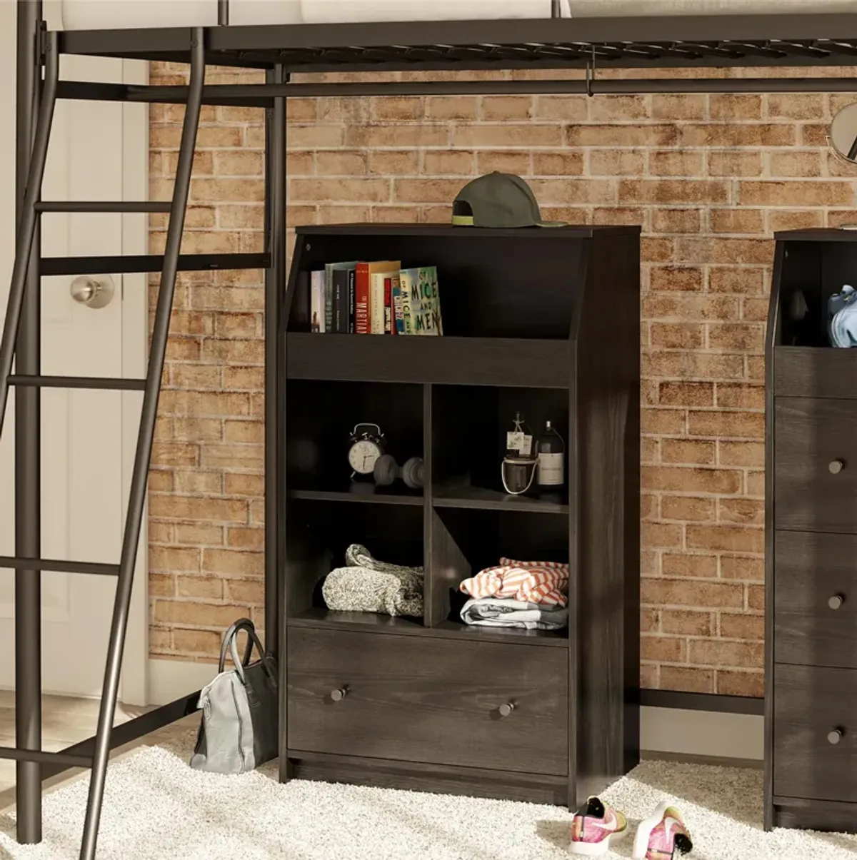 The Loft Storage Tower with 5 Open Shelves and 1 Drawer