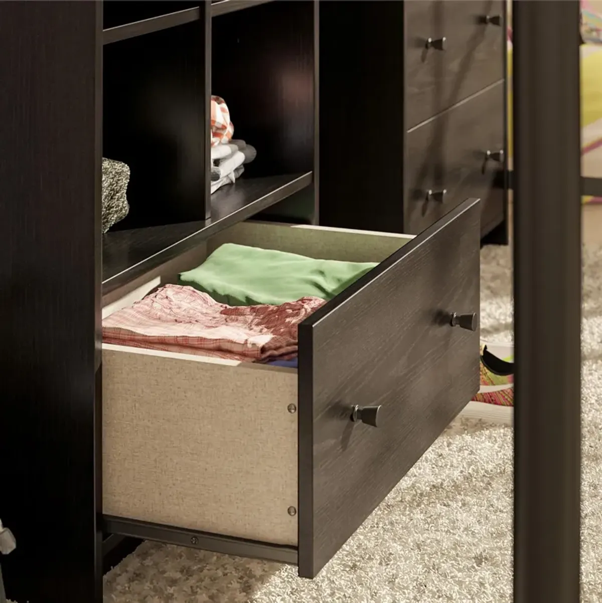 The Loft Storage Tower with 5 Open Shelves and 1 Drawer