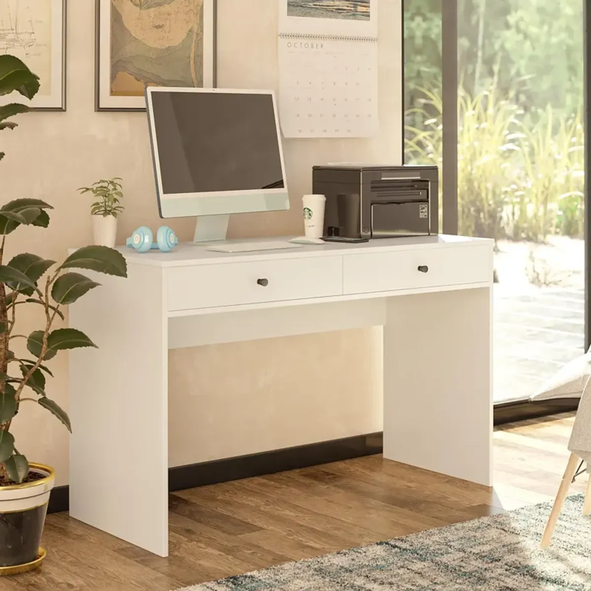 The Loft Simple Desk with 2 Storage Drawers