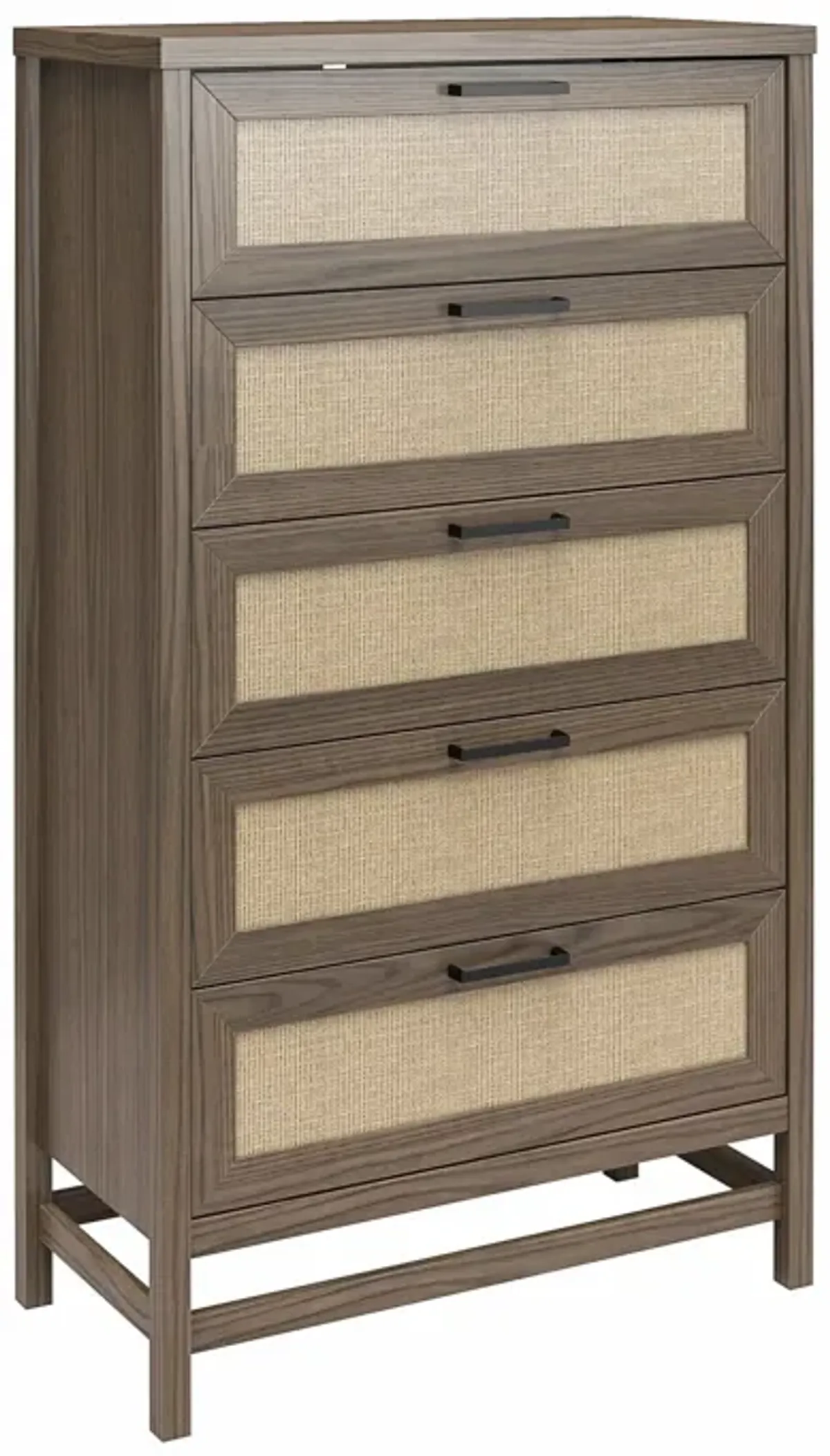 Lennon 5 Drawer Dresser with Faux Rattan and Gold Metal Handles