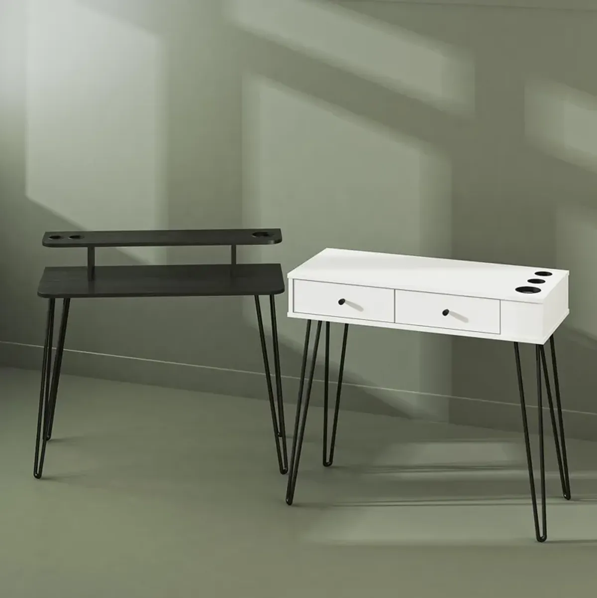Kimberly At Home 2-Tier Vanity with Metal Hairpin Legs