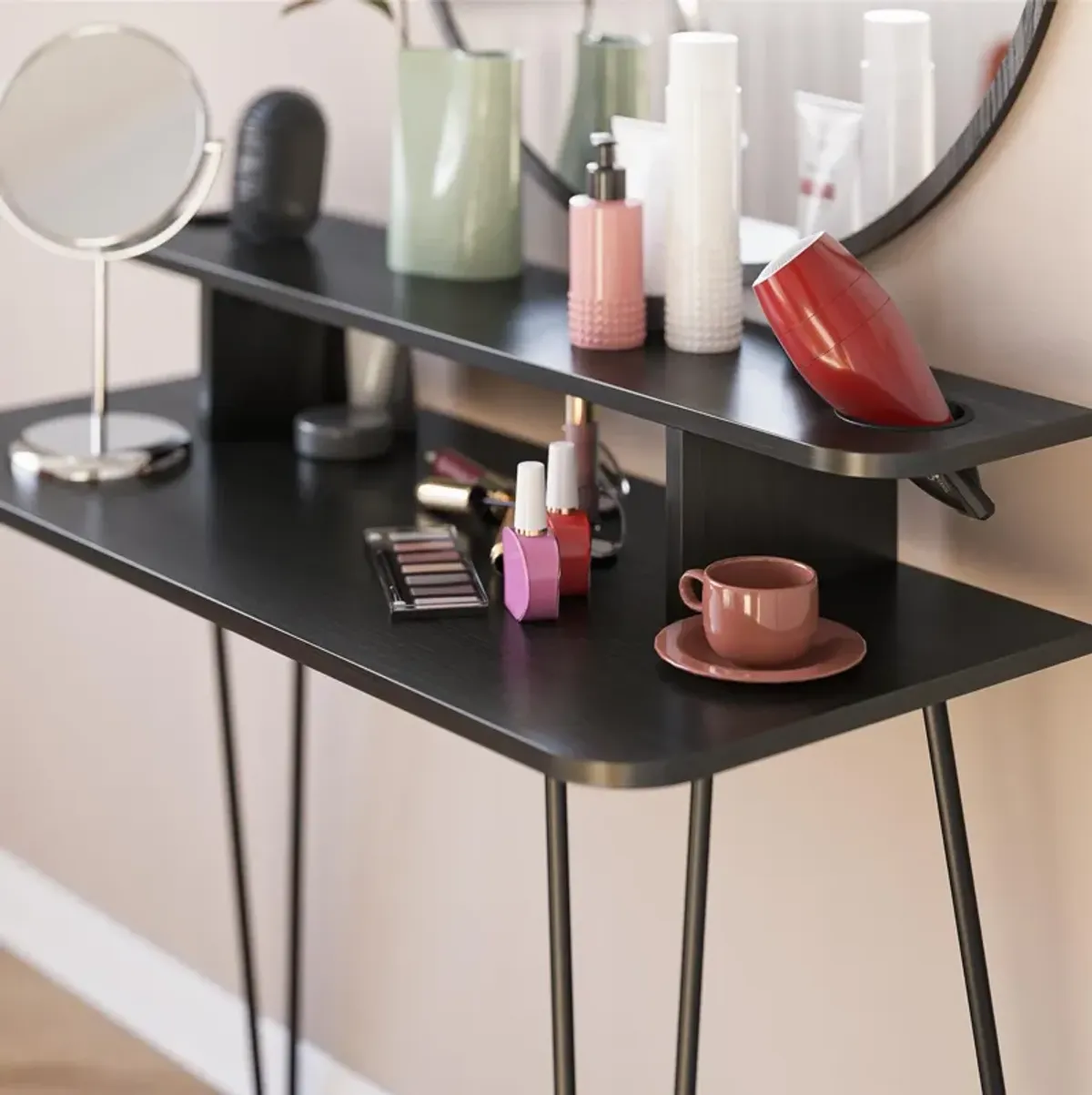 Kimberly At Home 2-Tier Vanity with Metal Hairpin Legs