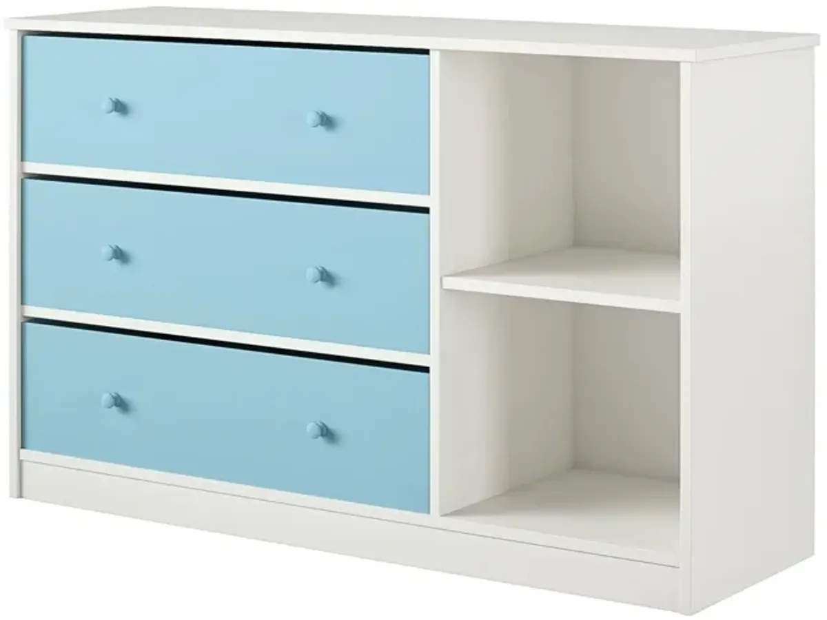 Mya Park Wide Dresser with 3 Fabric Storage Bins