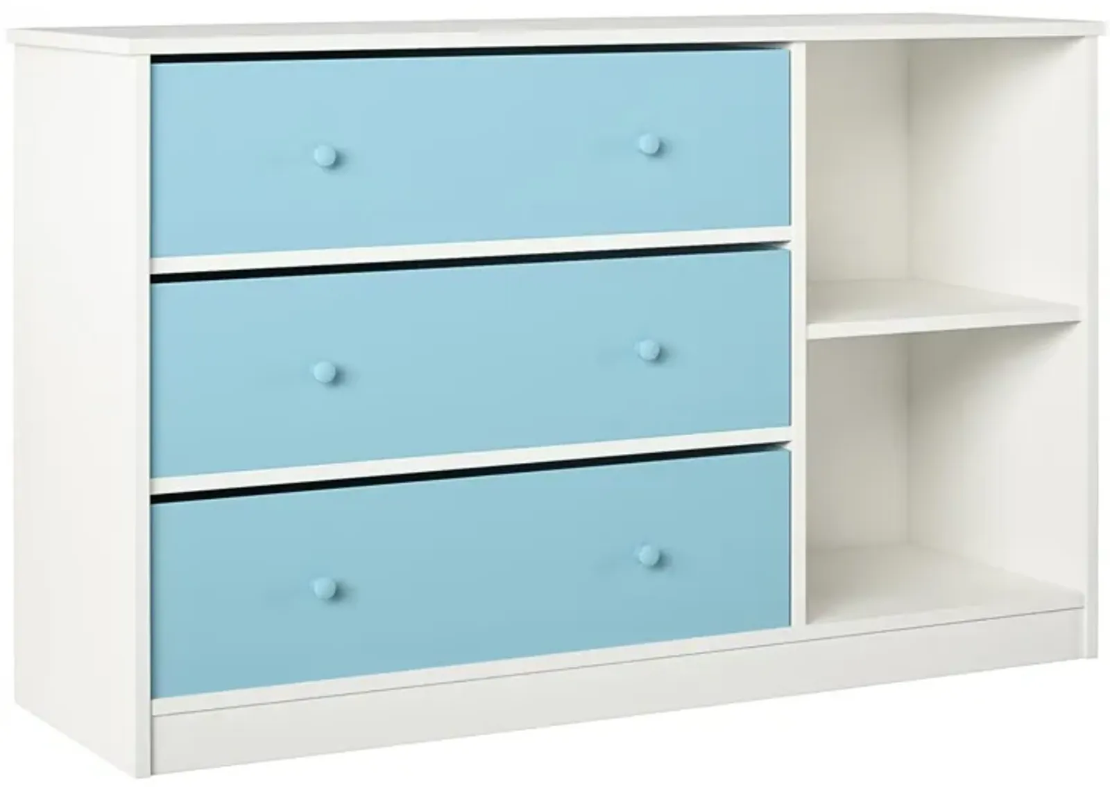 Mya Park Wide Dresser with 3 Fabric Storage Bins