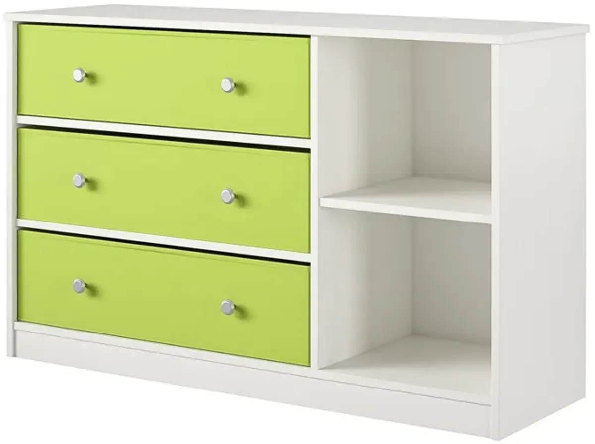 Mya Park Wide Dresser with 3 Fabric Storage Bins