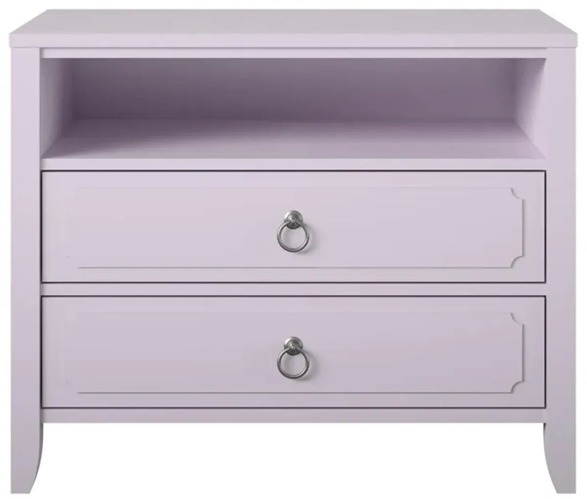 Her Majesty 2 Drawer Nightstand with 1 Open Cubby and 2 Drawers