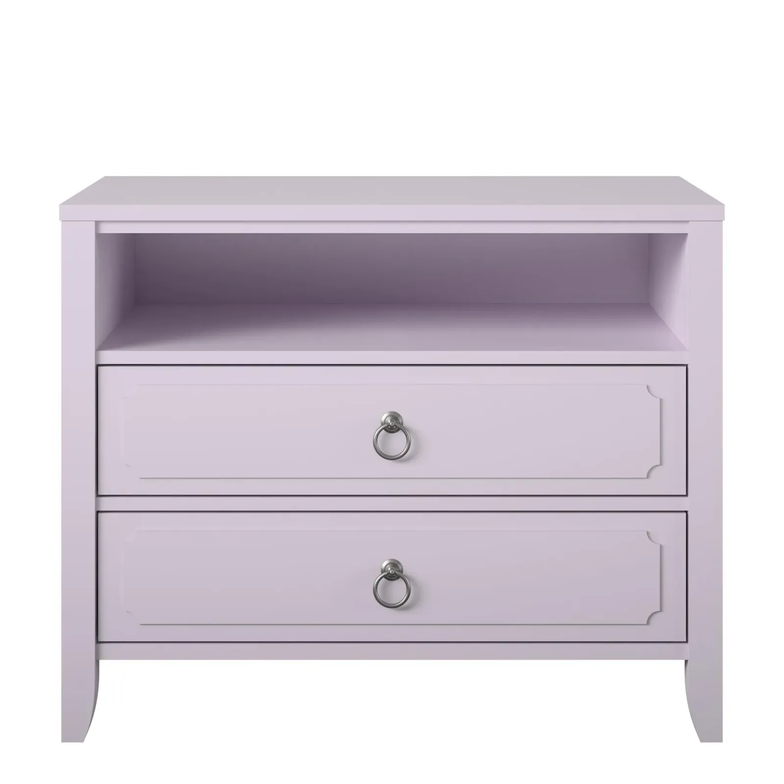 Her Majesty 2 Drawer Nightstand with 1 Open Cubby and 2 Drawers