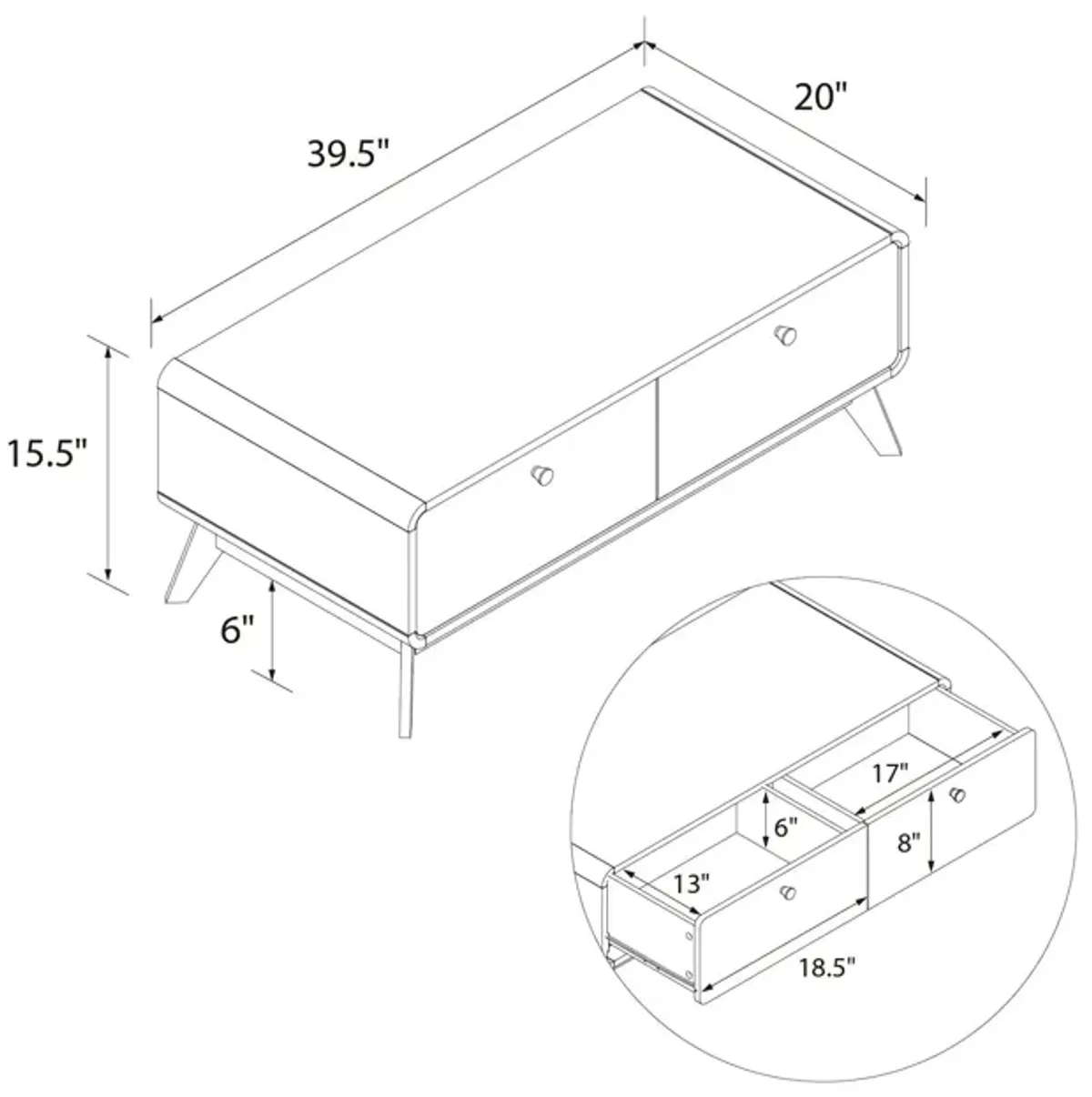 Leva Scandinavian Style TV Stand with 2 Drawers