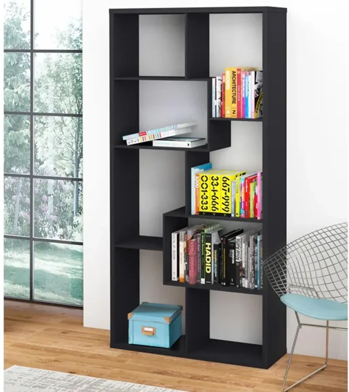 Leva Scandinavian Style Open Bookcase with Multiple Shelves