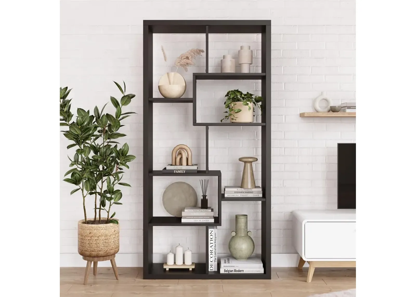 Leva Scandinavian Style Open Bookcase with Multiple Shelves