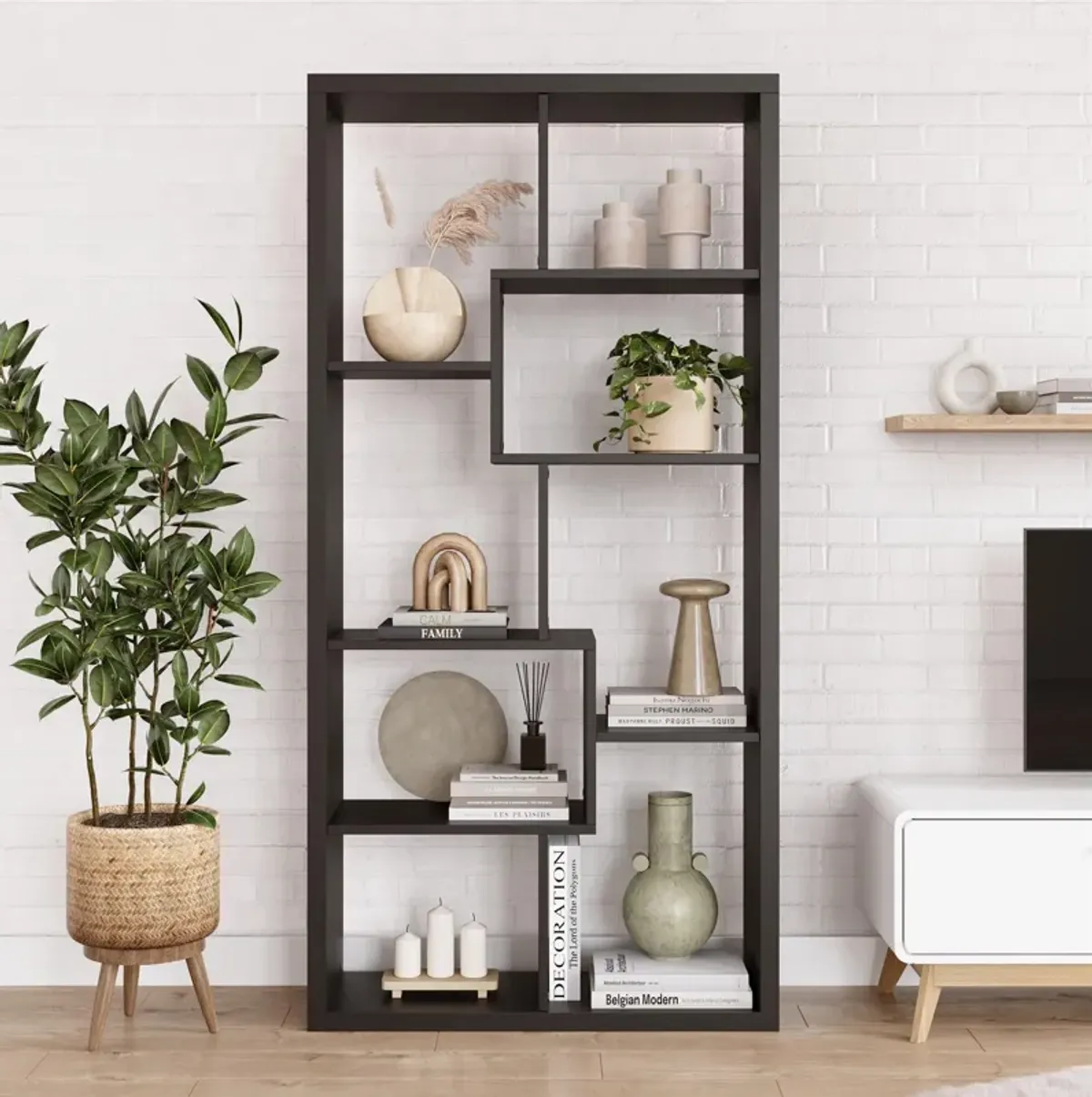 Leva Scandinavian Style Open Bookcase with Multiple Shelves