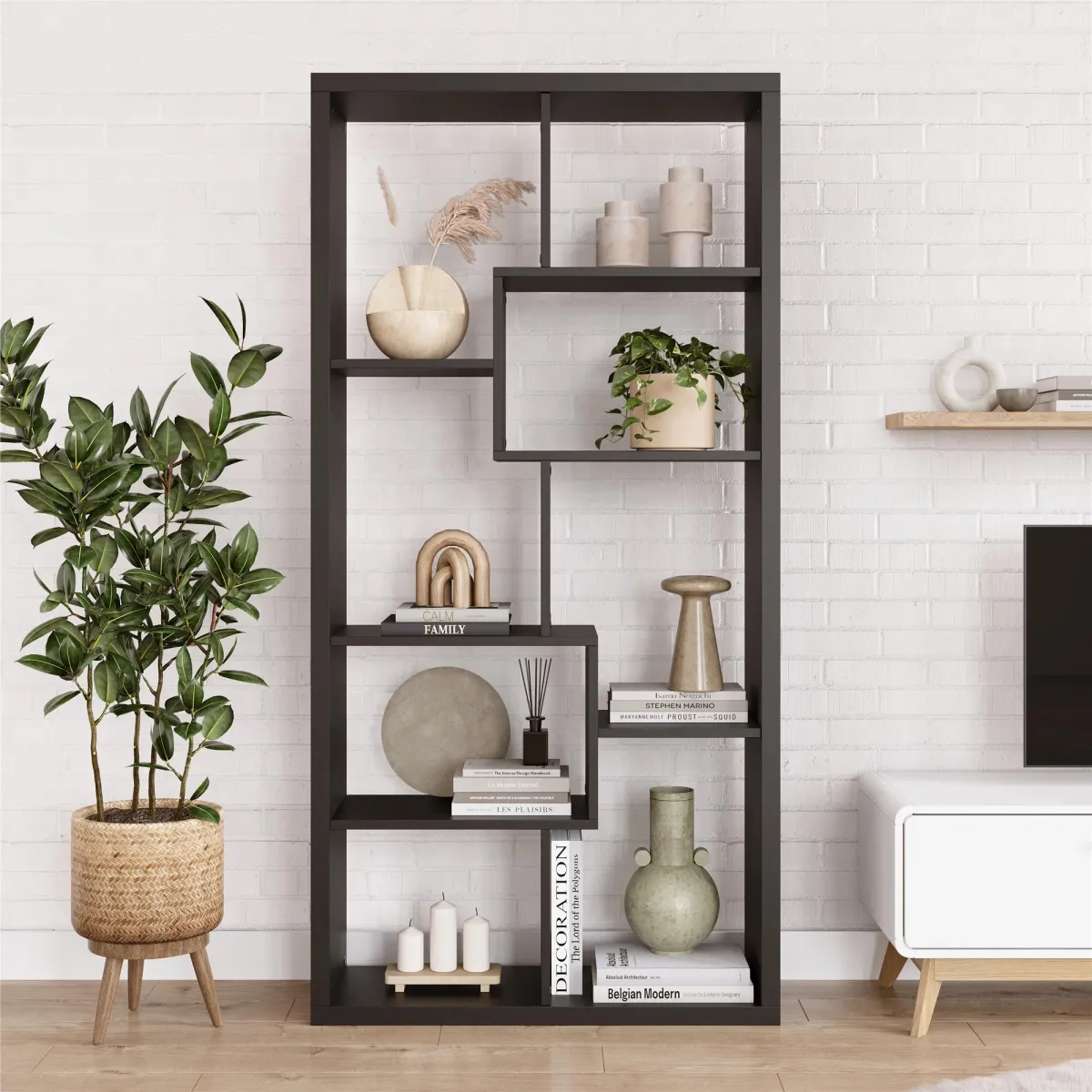 Leva Scandinavian Style Open Bookcase with Multiple Shelves