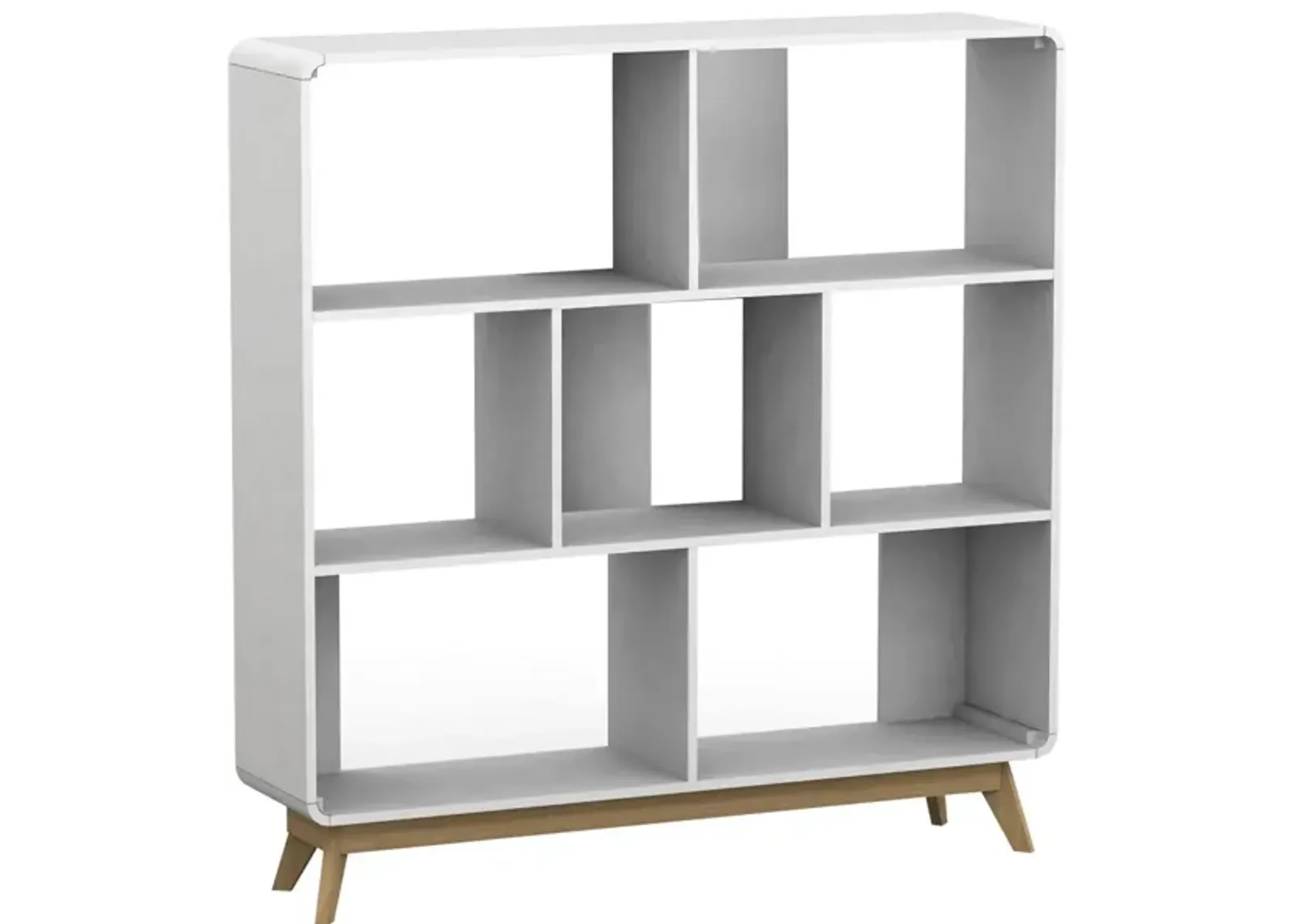 Leva Scandinavian Style Bookcase with 7 Open Cubbies