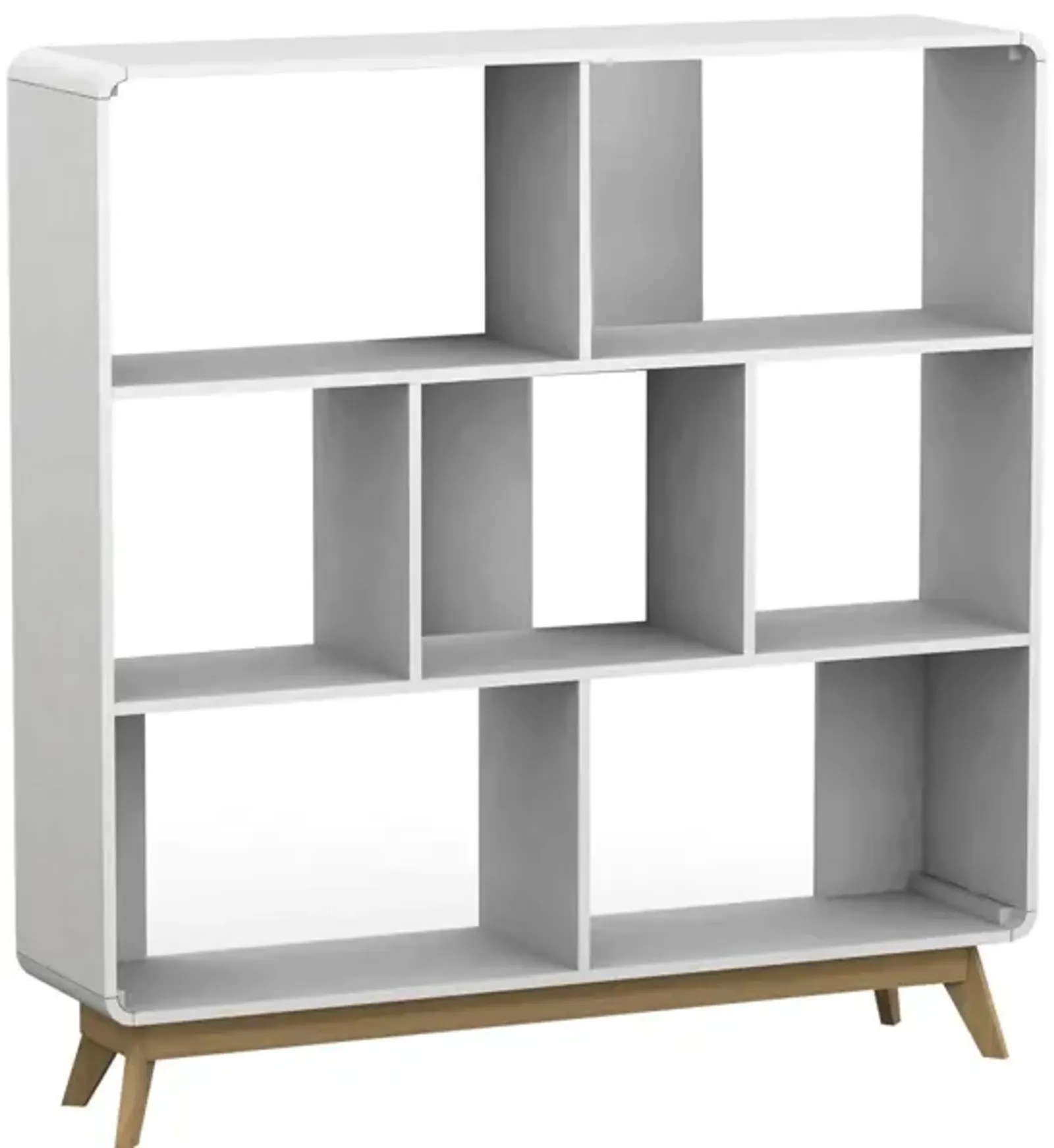 Leva Scandinavian Style Bookcase with 7 Open Cubbies