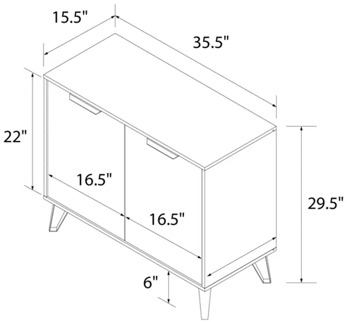 Bo Chevron Sideboard with 2 Closed Doors and Adjustable Shelves