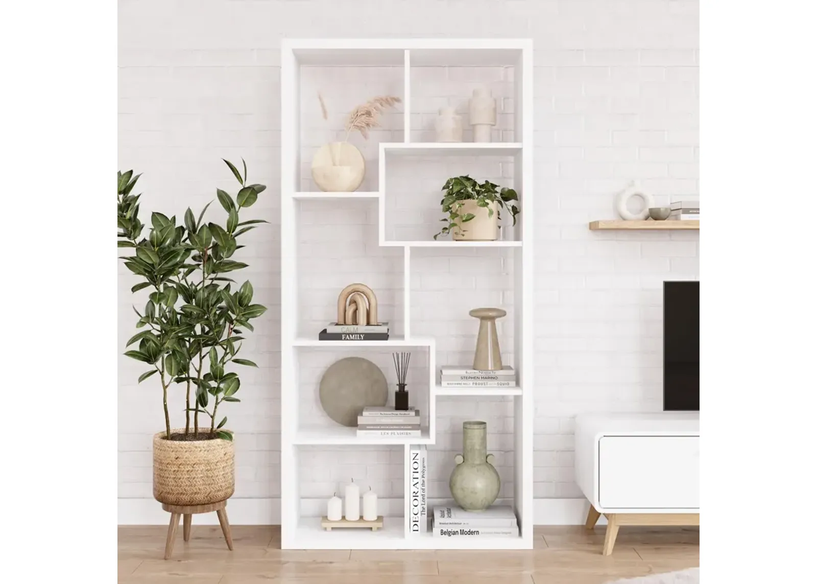 Leva Scandinavian Style Open Bookcase with Multiple Shelves