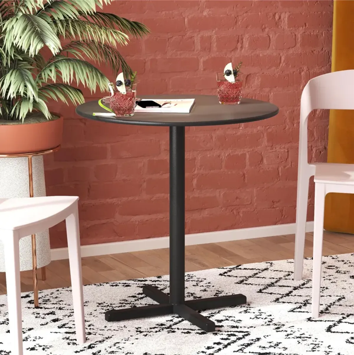 24" Round Indoor/Outdoor Steel Bistro Table