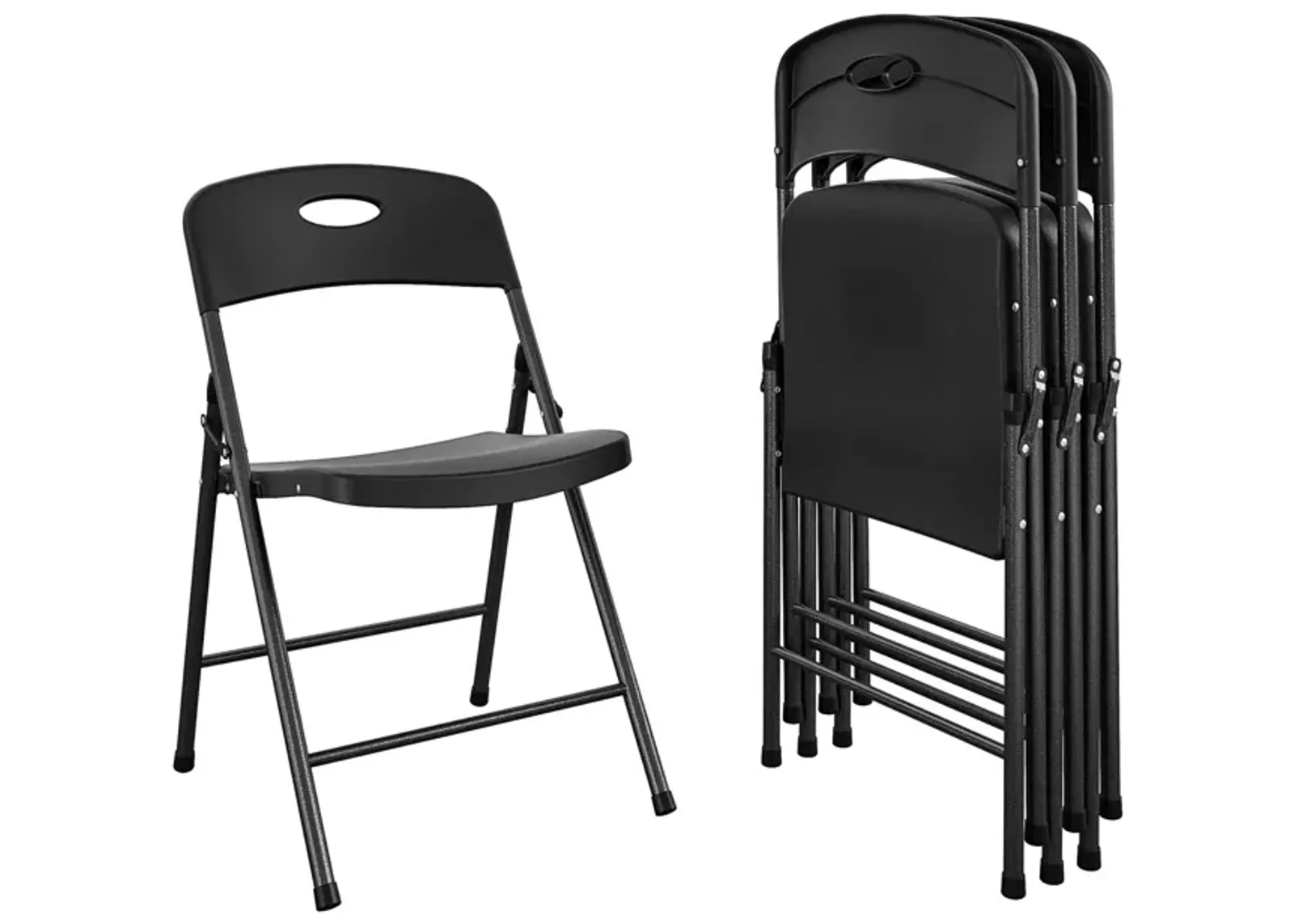 Solid Resin Plastic Folding Chair, Indoor/Outdoor, Double Braced, Set of 4