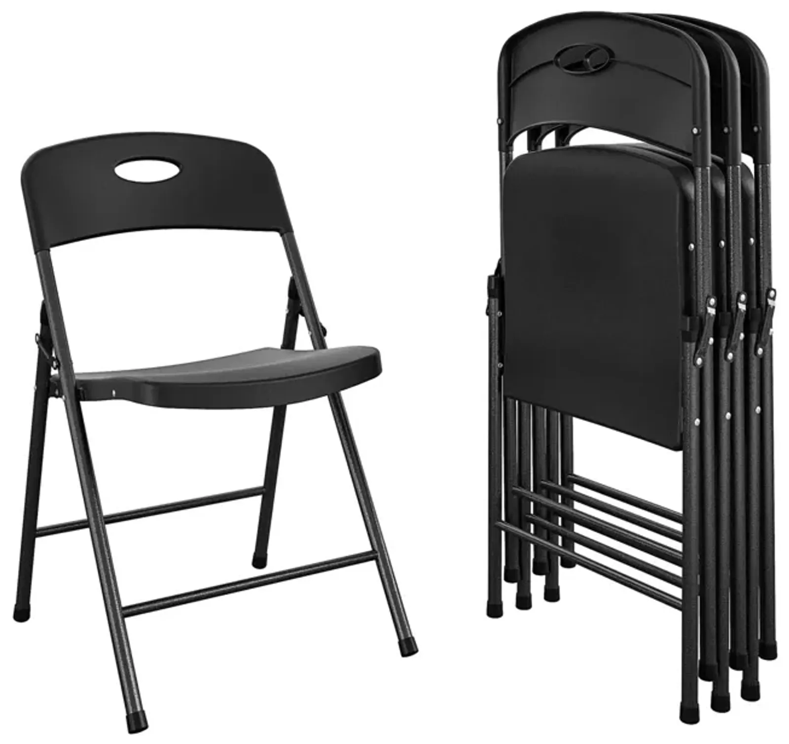 Solid Resin Plastic Folding Chair, Indoor/Outdoor, Double Braced, Set of 4