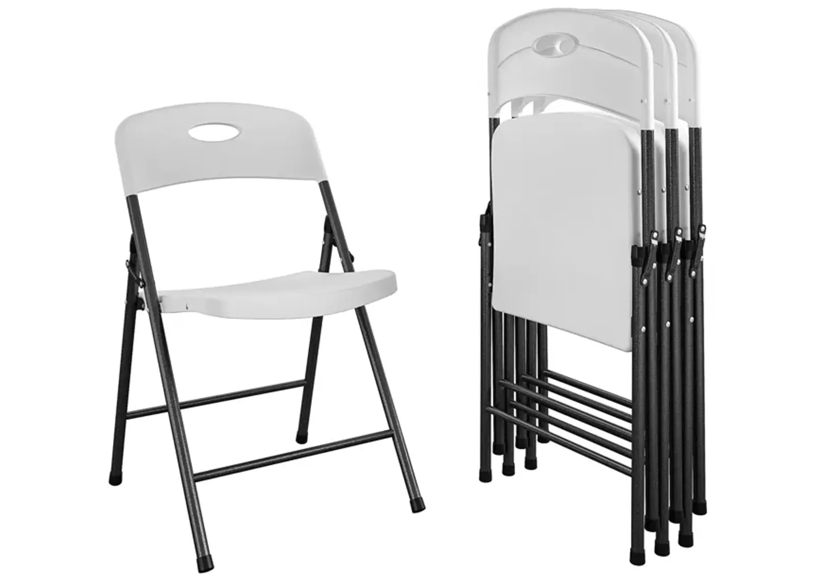 Solid Resin Plastic Folding Chair, Indoor/Outdoor, Double Braced, Set of 4