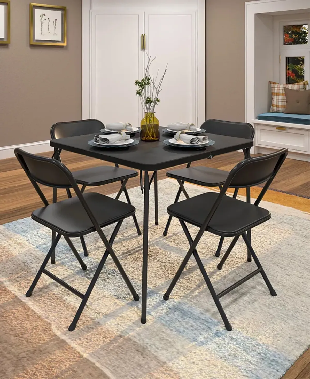 5-Piece Solid Resin Centerfold Table & Chair Dining Set