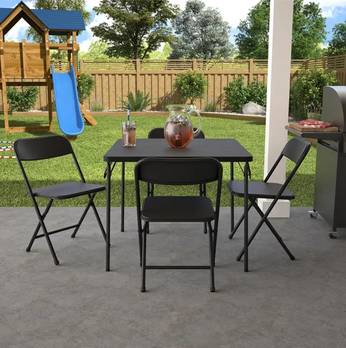 5-Piece Solid Resin Centerfold Table & Chair Dining Set