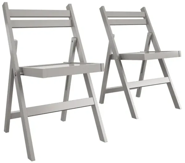 XL Wood Slat Back Folding Chairs, Set of 2