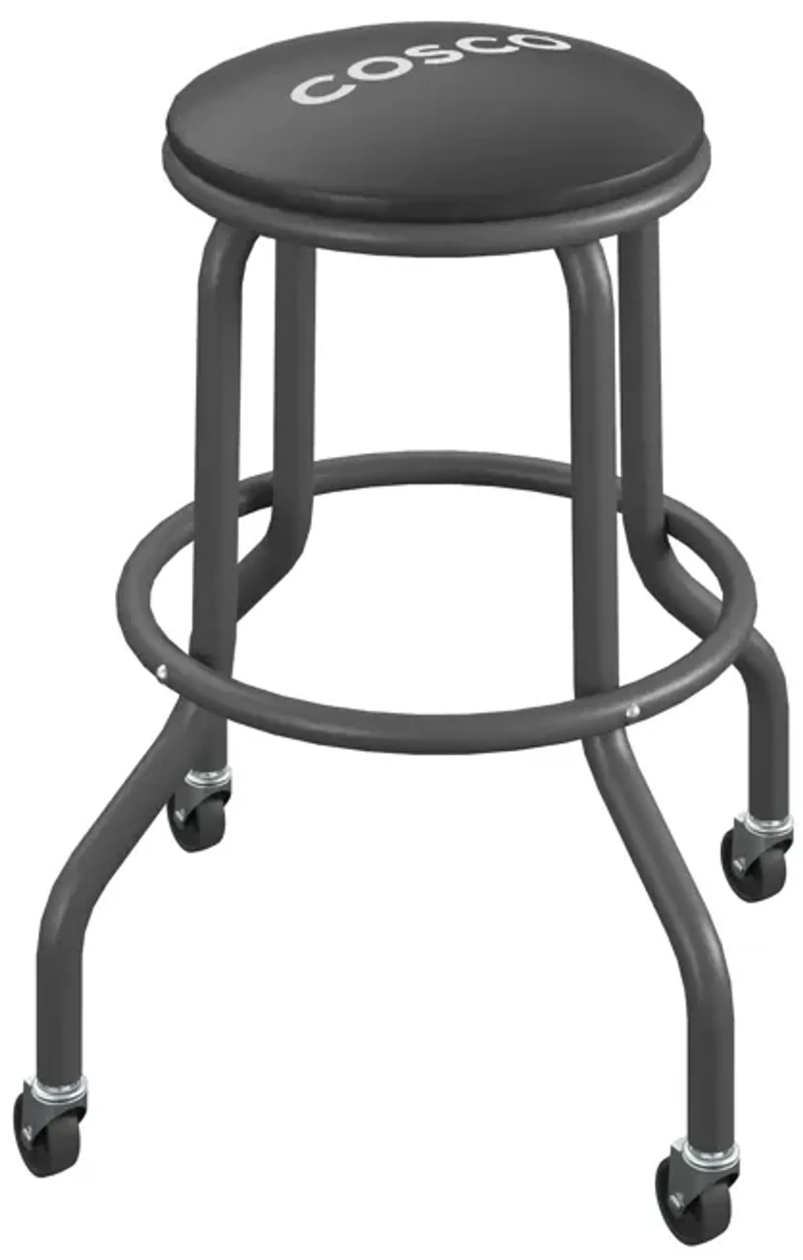 All Steel Vinyl Work Seat with Rolling Casters with 300lb weight capacity