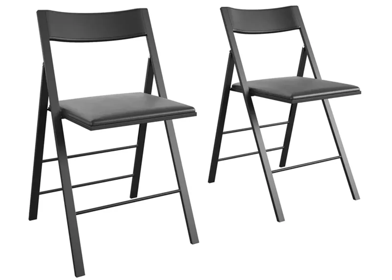 Modern Slim Line Vinyl Padded Folding Chairs, Set of 2